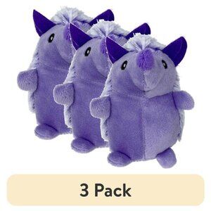 (3 pack) Mini Pet Plush Hedgehog Small Dog Toy with Squeaker, Purple
